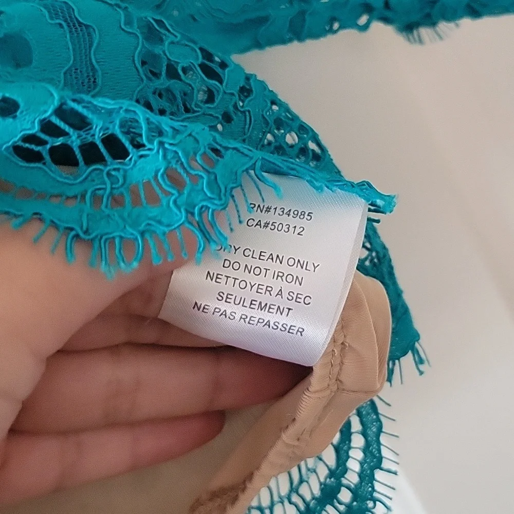 For Love & Lemons X Nasty Gal teal lace top in size Medium - Picture 4 of 5